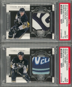 2010 Panini Dominion "Peerless Patches" PSA GEM MT 10 Pair (2 Different) Including Crosby (#12/25) and Malkin (#8/25)